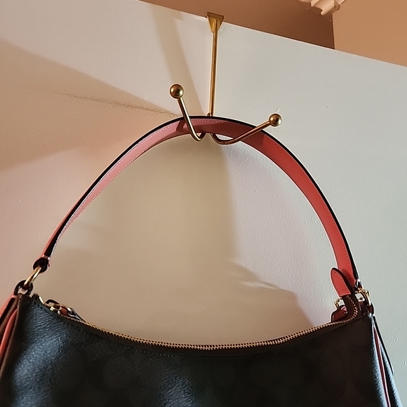 Coach Signiture Zip Brown & Coral Handbag - Picture 4 of 11